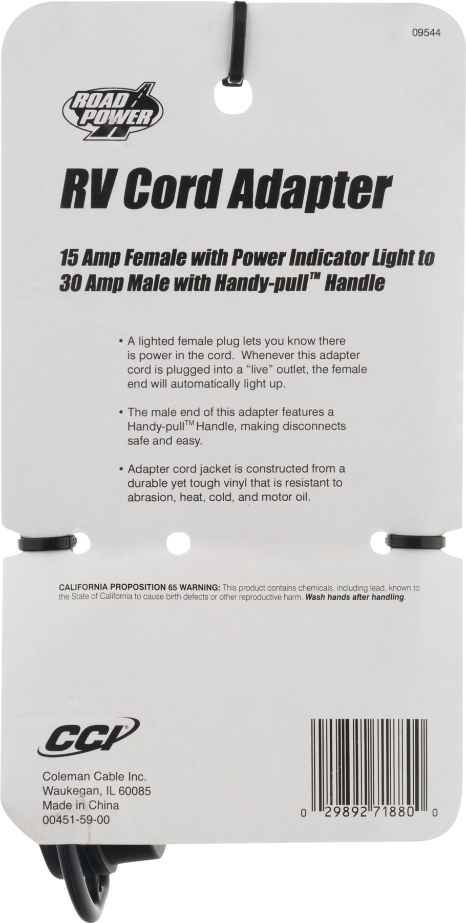 Road Power 14/3 Stw 30 To 15 Amp Rv Adapter Extension - Coleman Cable (1800x1800), Png Download