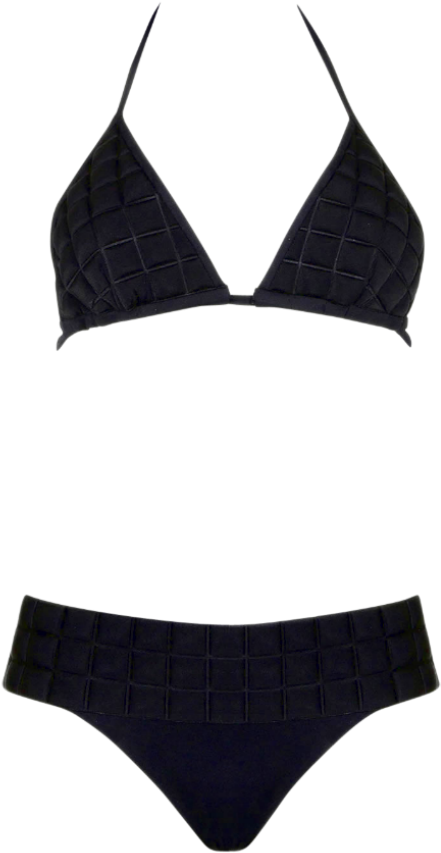 Sumarie Space 3d Textured Black String Bikini Top & - Swimsuit Bottom (800x1020), Png Download