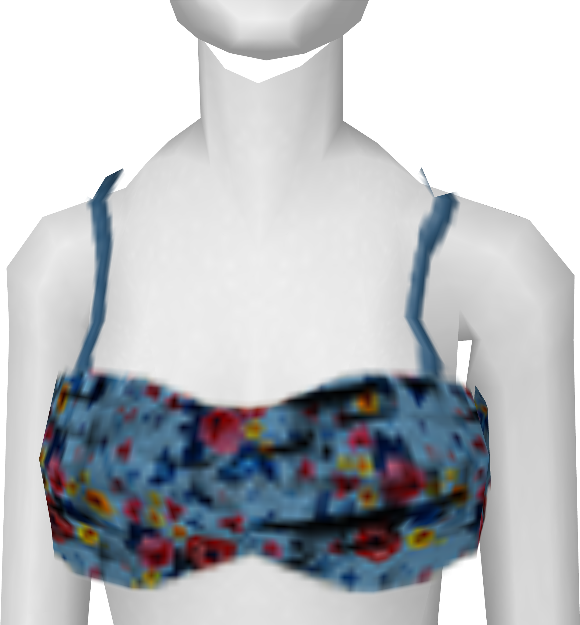 Avatar Blue Ruffled Floral Bandeau Bikini Top - Swimsuit Top (2730x2048), Png Download