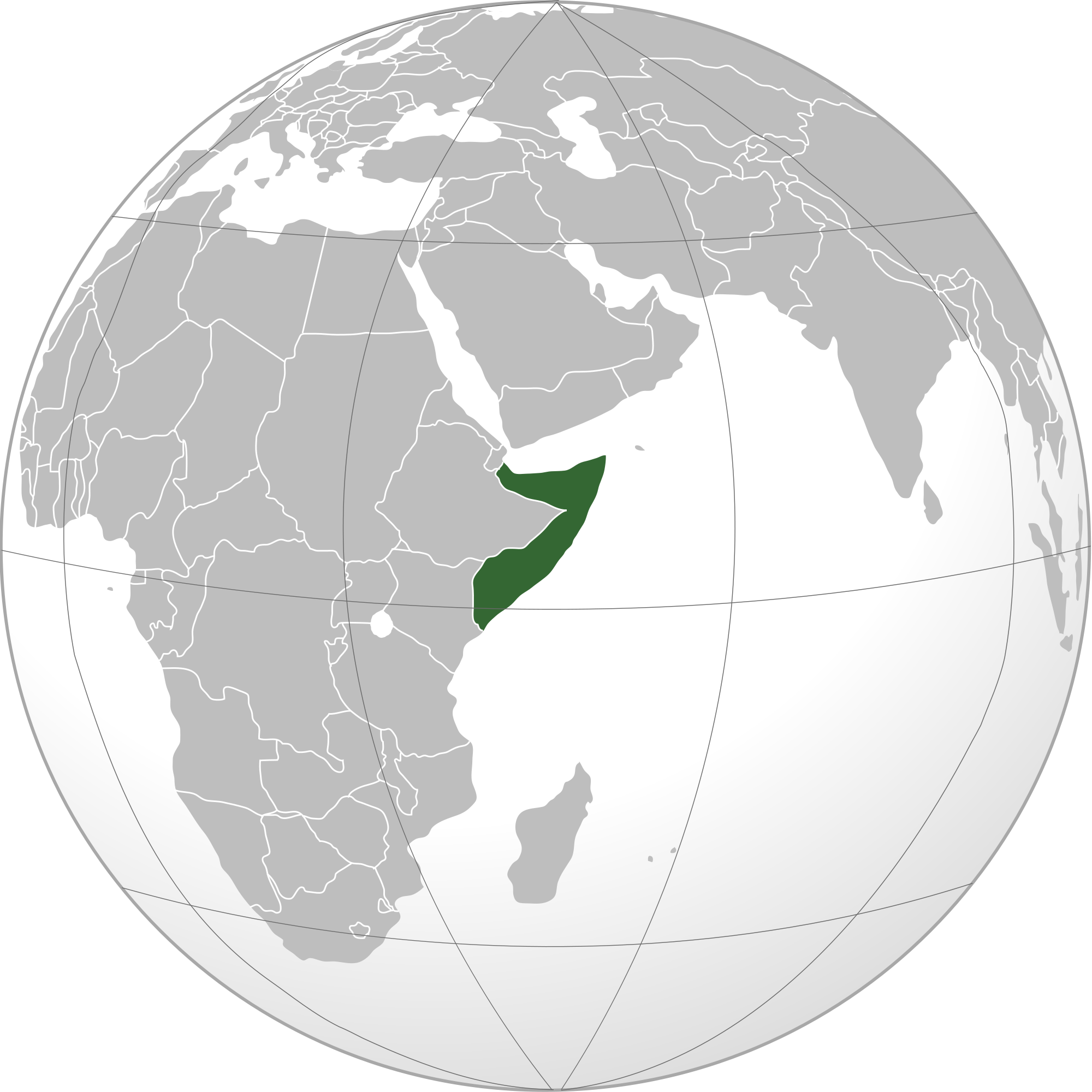 Location Of The Somalia In World Map For On - Horn Of Africa (2000x2000), Png Download