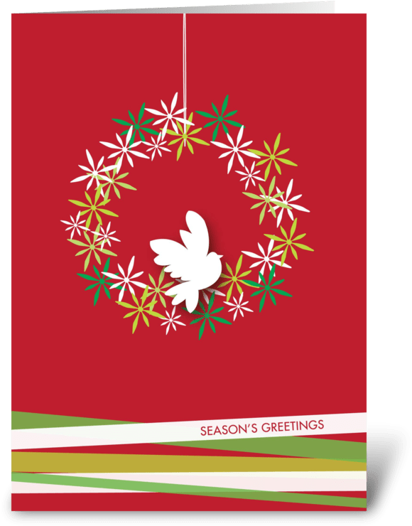 Peaceful Dove On A Wreath Greeting Card - Christmas Card (700x792), Png Download