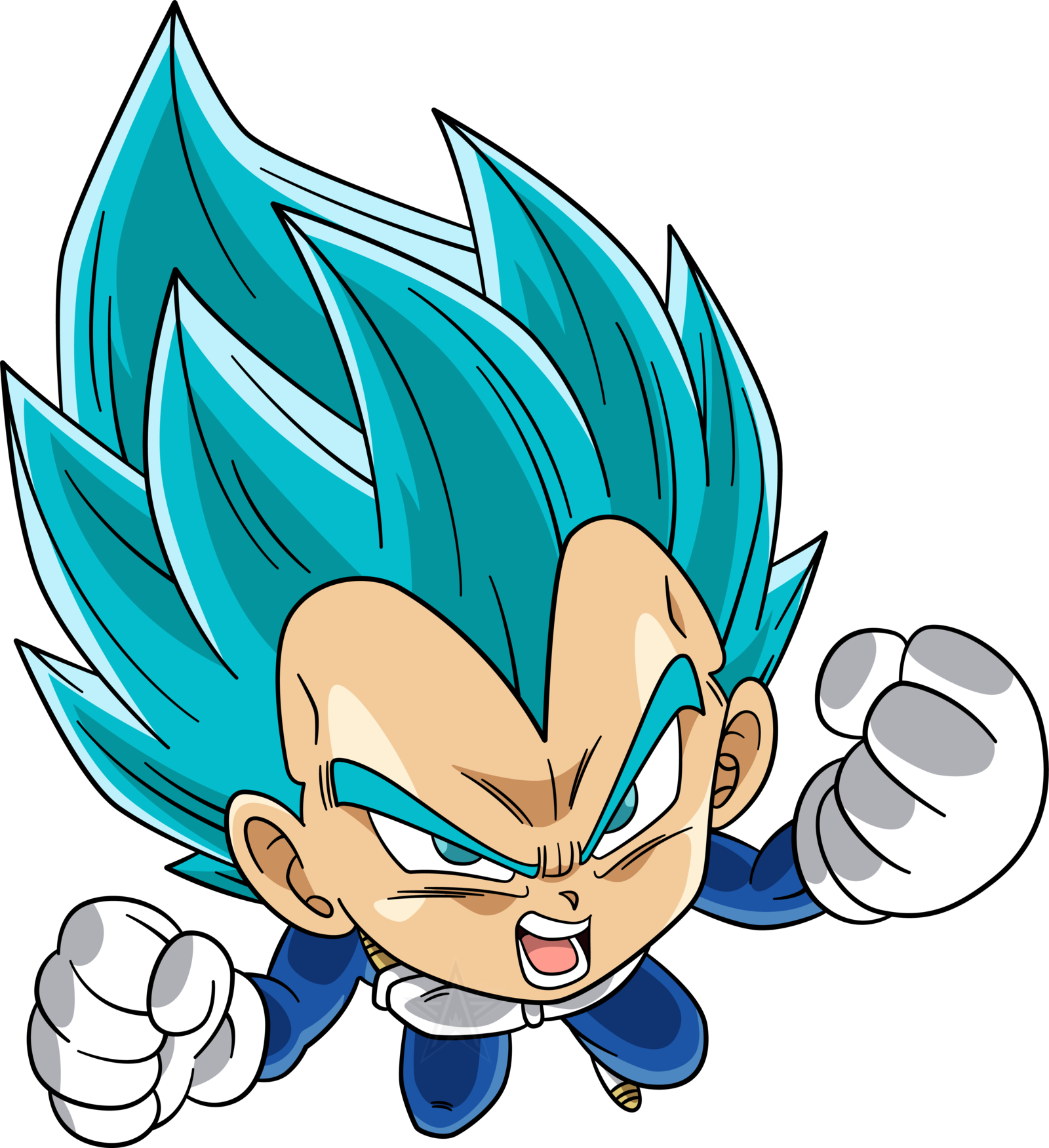 Goku Clipart Anime Chibi - Vegeta Super Saiyan Blue Chibi (1600x1751), Png Download