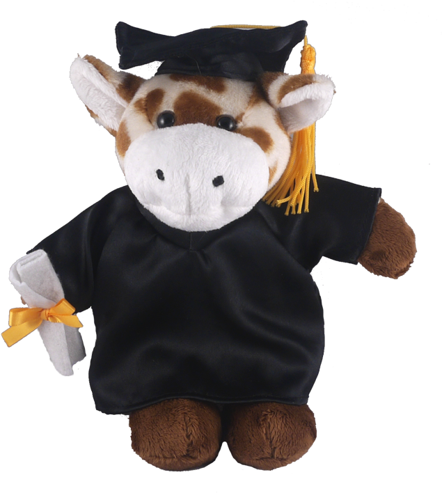 Giraffe - Graduation Giraffe Stuffed Animal (671x709), Png Download