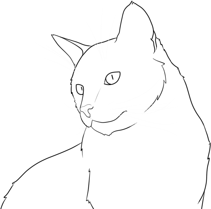 Art Drawing Free To Use Lines By - Cat Yawns (900x687), Png Download