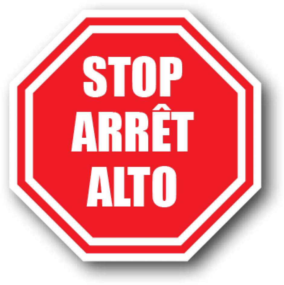 Floor Octagonal Safety Sign Printed Stop, Arret, Alto - Stop Think Be Safe (960x1000), Png Download