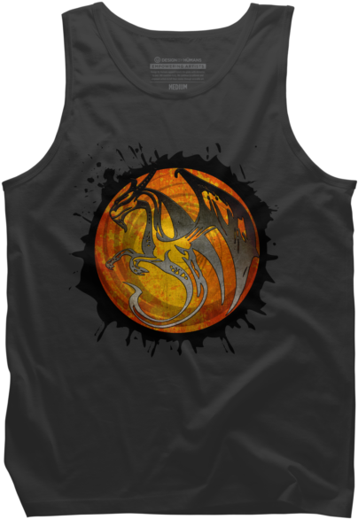Orange Grunge Paint Splatter Dragon - Active Tank (650x650), Png Download