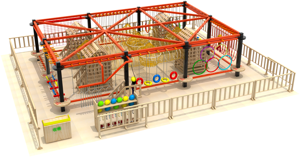 Children Indoor Adventure Ropes Course Wooden Climbing - Scale Model (1000x641), Png Download