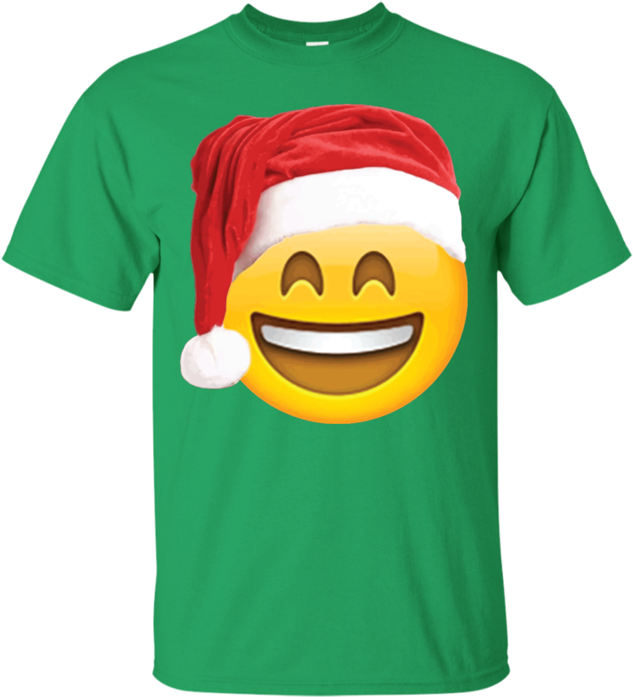Emoji Christmas Shirt Smiley Face Santa Hat Family - Shirt (1024x1024), Png Download