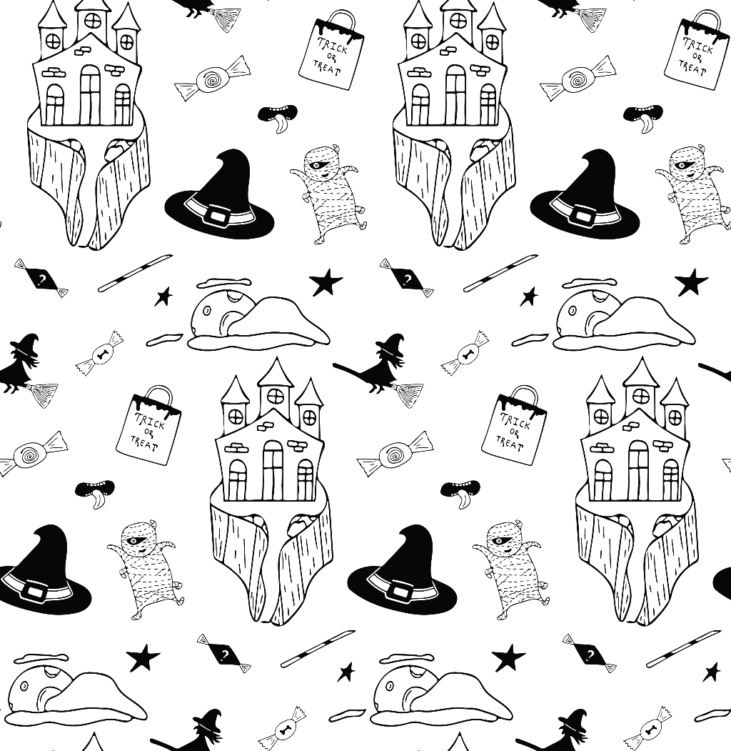 Line Drawing Halloween Vector - Sketch (1024x1051), Png Download