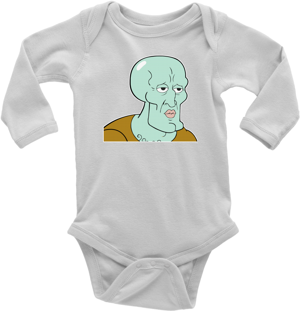 New Long Sleeve Baby Bodysuit Handsome Squidward Size - Infant Bodysuit (1024x1024), Png Download
