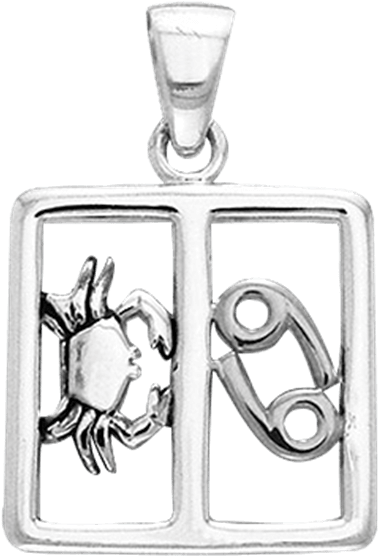 White Bronze Zodiac Cancer Pendant - Locket (555x555), Png Download