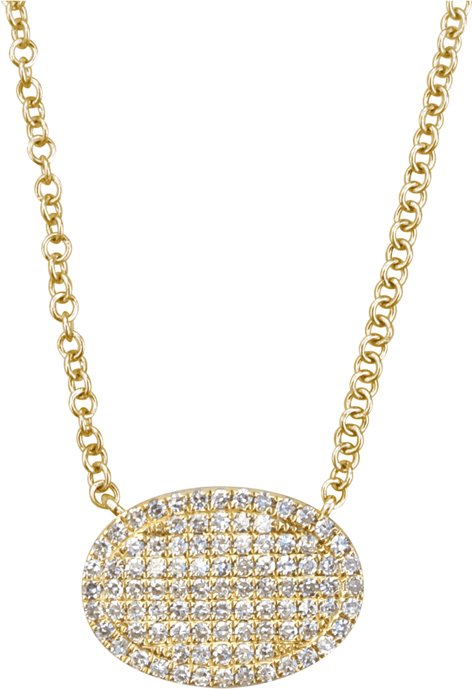 Oval Yellow Gold And Diamond Necklace - Pendant (1352x1352), Png Download