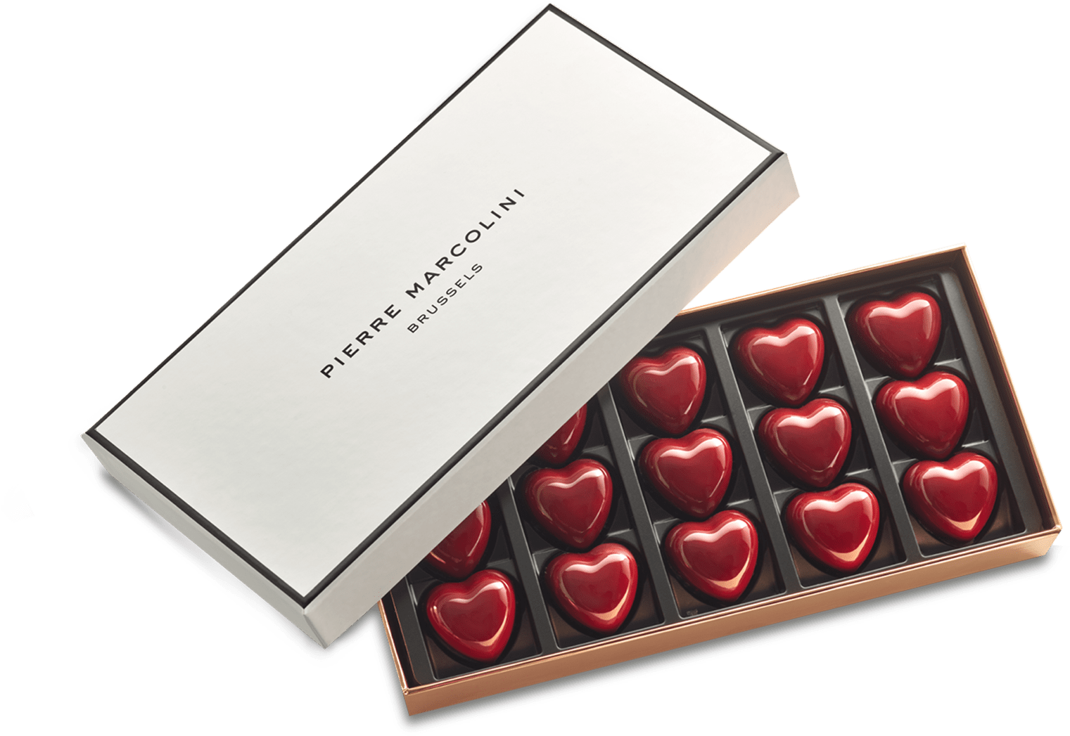 Box Of 15 Hearts Of Dark Chocolate - Chocolate (1878x1173), Png Download