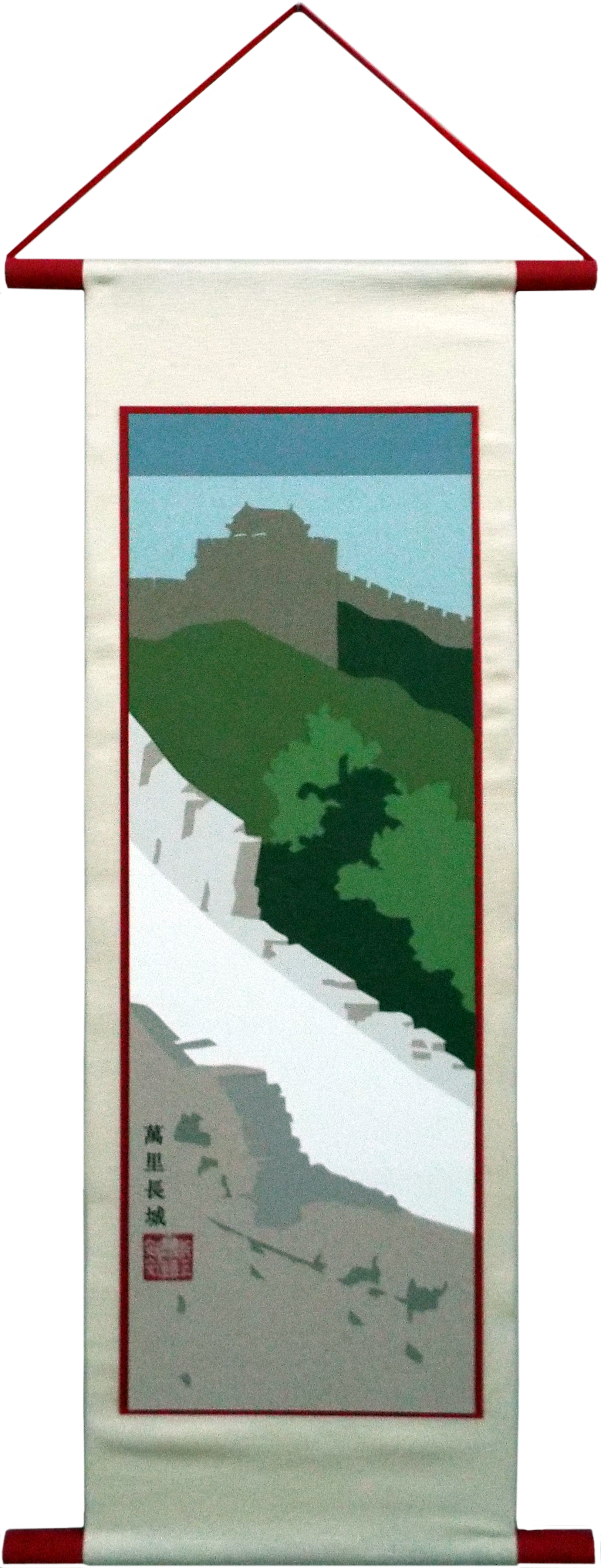 Great Wall Of China Near Jianshangling - Painting (1625x4240), Png Download