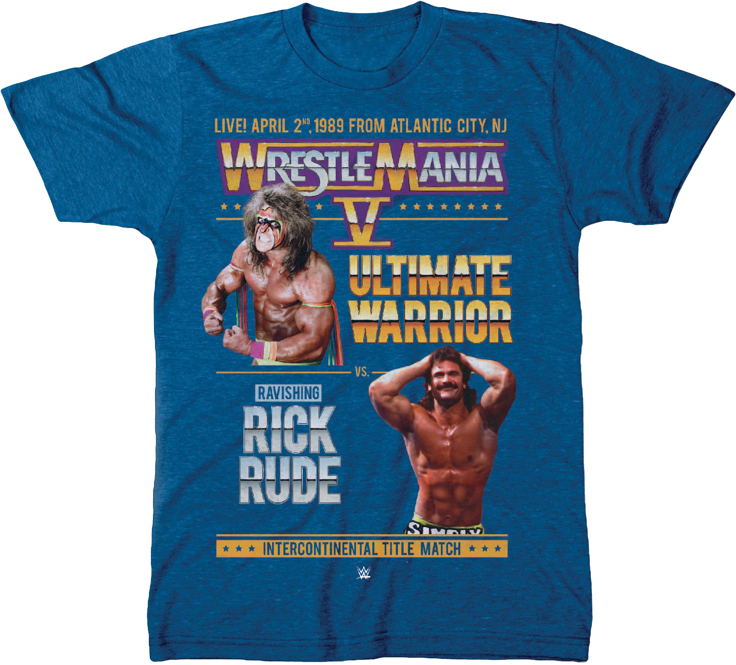 Ultimate Warrior Rick Rude Wrestlemania Shirt Wwe Mens - Wwe Rick Rude T Shirt (1439x1301), Png Download