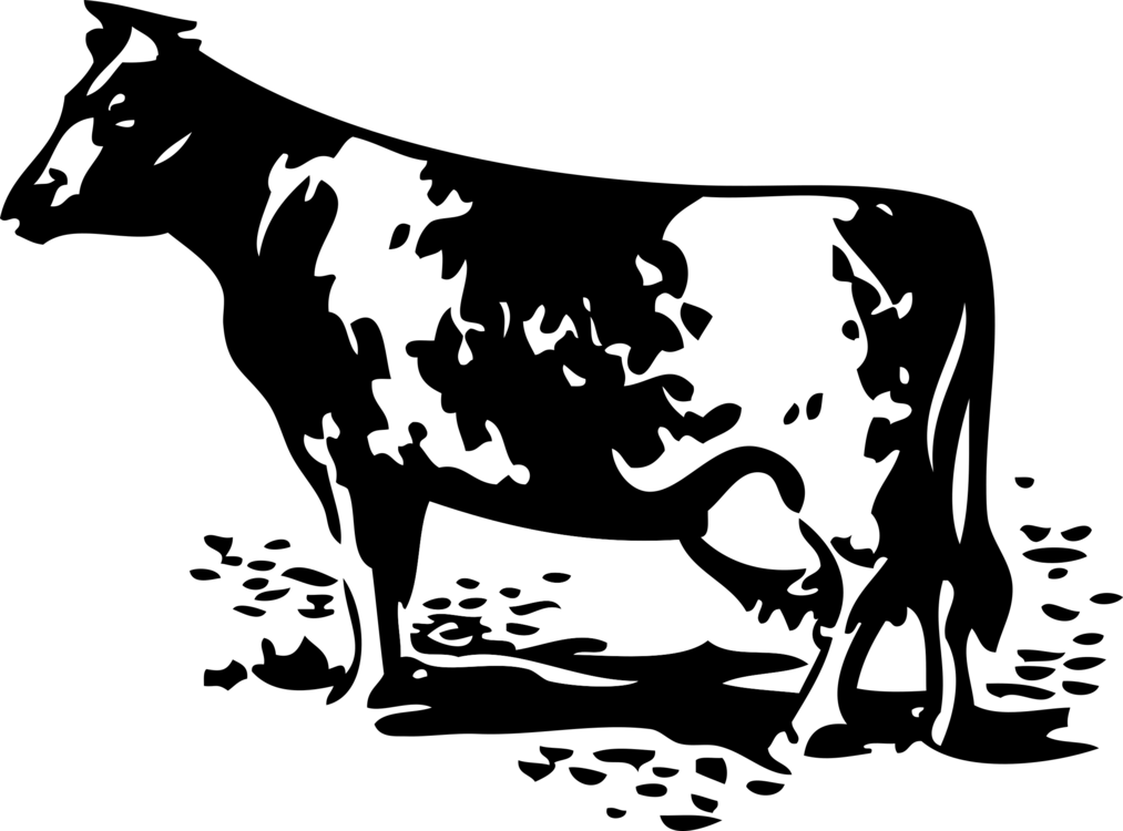 Cow Animal Dairy - Cow And Barn Silhouette (960x711), Png Download