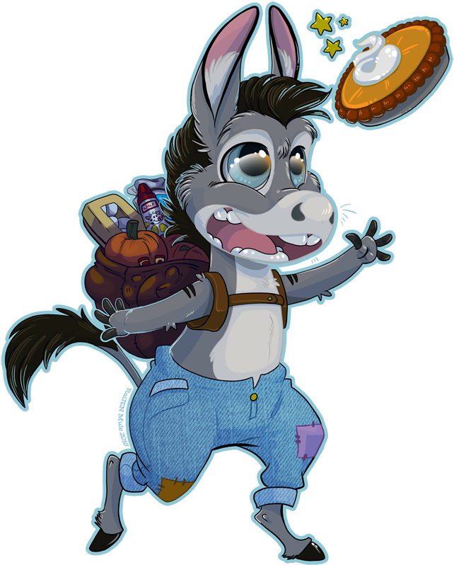 Donkey Loves Pumpkin Pie - Cartoon (642x798), Png Download