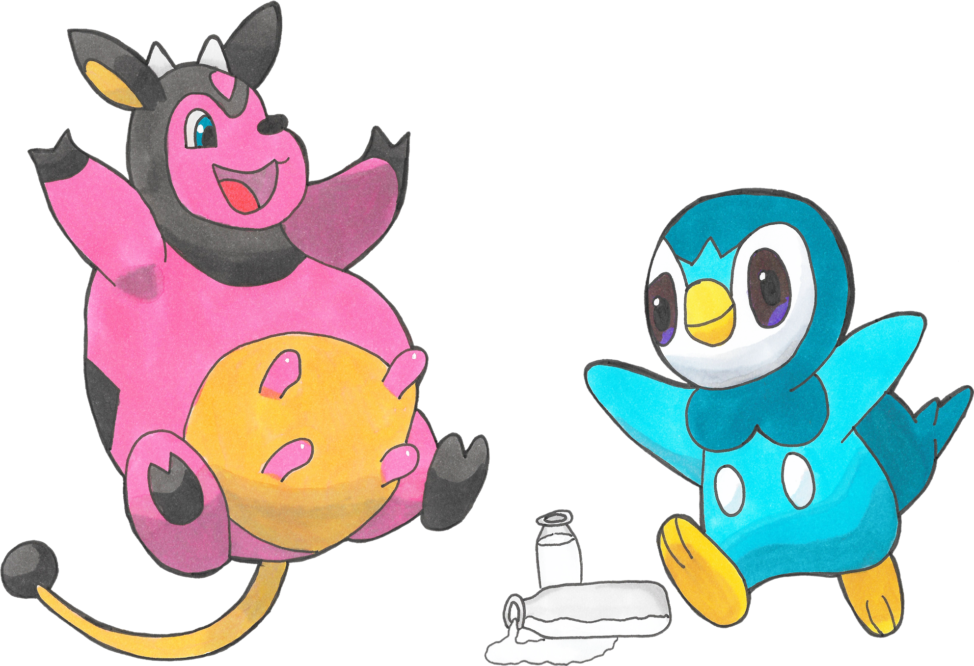 For Both Swollen And Bottle I Couldn't Think Of Any - Cartoon (2200x1500), Png Download