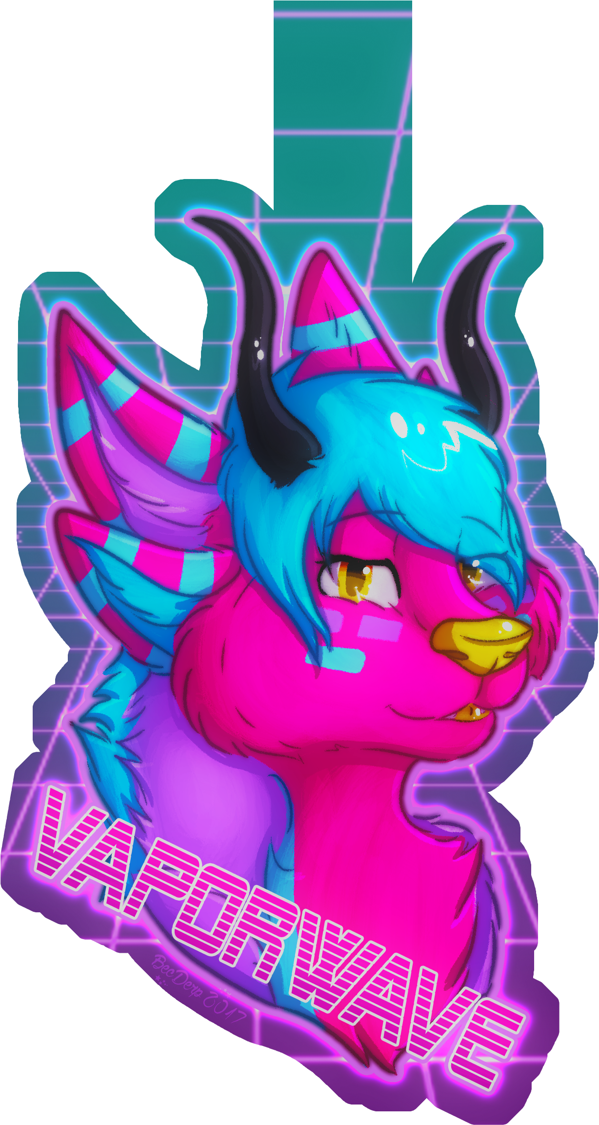 Vaporwave Conbadge - Cartoon (1410x2463), Png Download