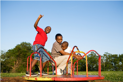 Black Family Playing - Leisure (1100x384), Png Download