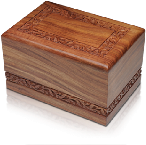 Rosewood Urn W/ Hand Carved Border Adult Size - Wooden Box Urn For Ashes (600x600), Png Download