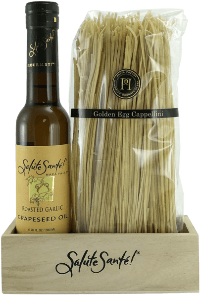 Salute Sante Garlic Infused Grapeseed Oil With Homepade - Glass Bottle (600x620), Png Download