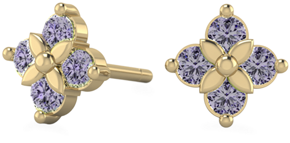 Poppy Flower Ethical Gemstone And Gold Post Earrings - Earrings (650x650), Png Download