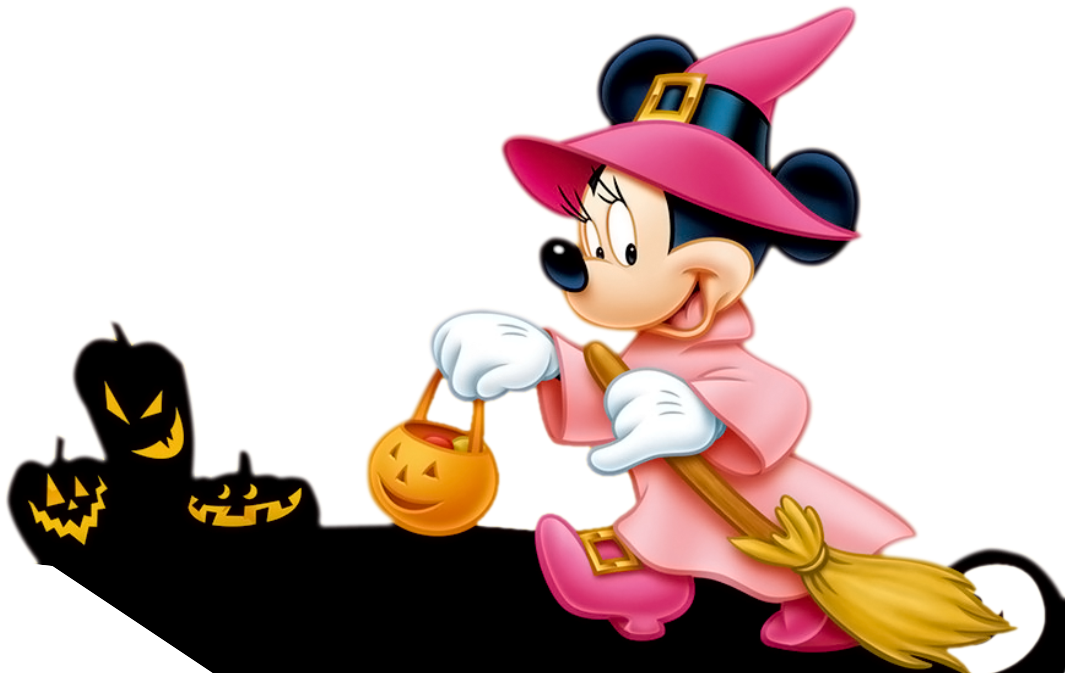 Minnie Mouse Donald Duck Halloween Clip Art - Minnie Mouse Halloween Png (1076x672), Png Download