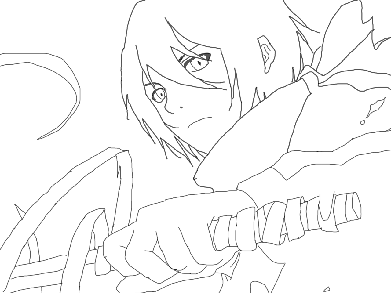 Yato - Line Art (1280x960), Png Download