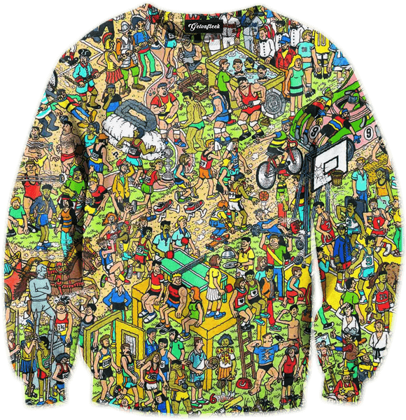 Where's Waldo Crewneck - Sweater (600x600), Png Download