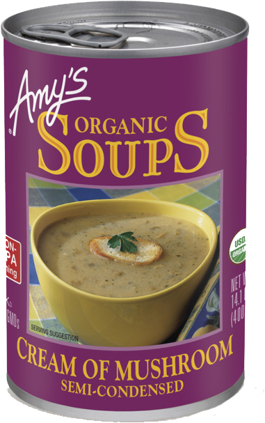 Amy's Organic Cream Of Mushroom Soup, - Amy's Cream Of Mushroom Soup (800x800), Png Download