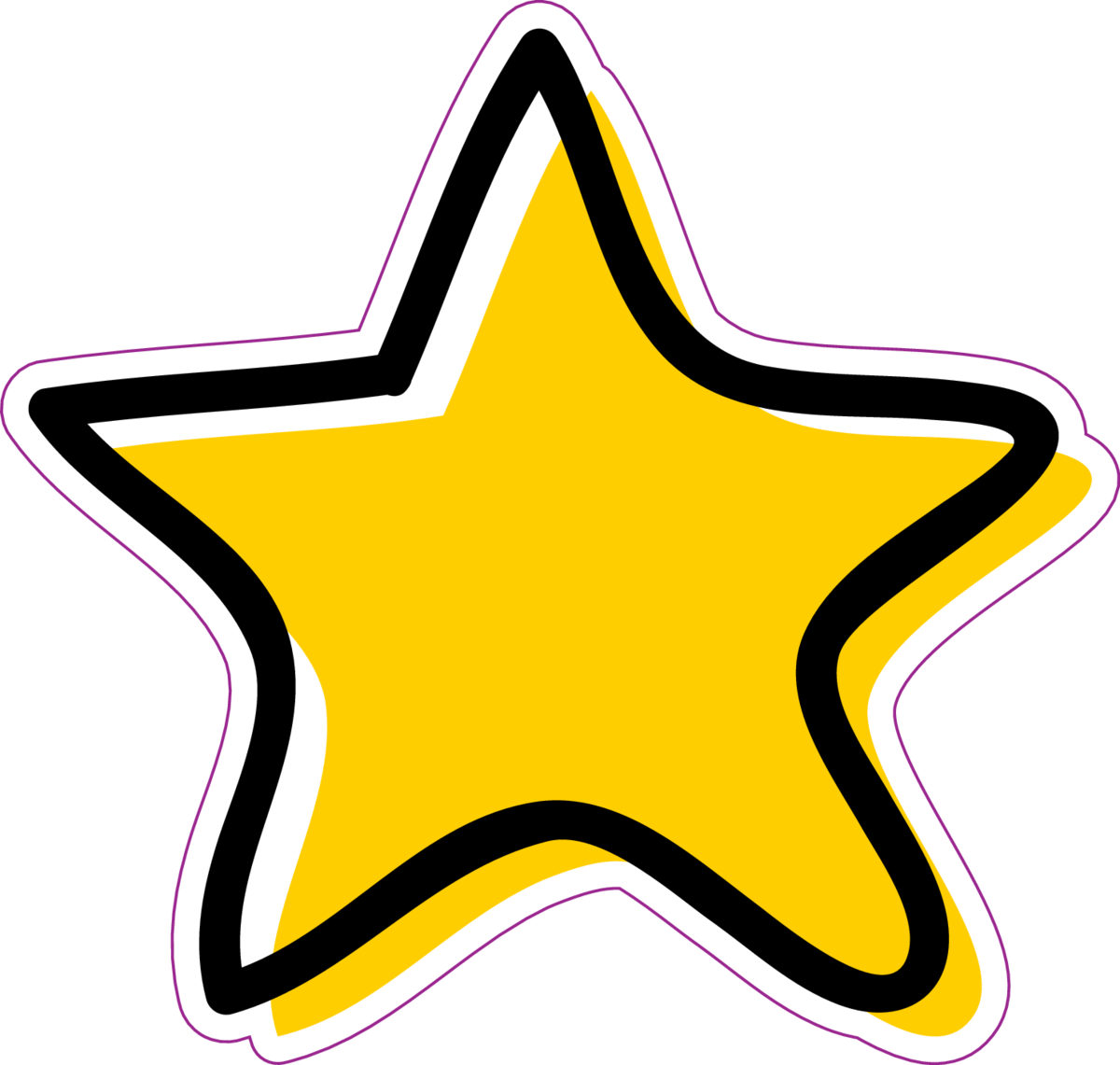 Doodle Star Sticker - Star Doodle Yellow Png (1200x1141), Png Download