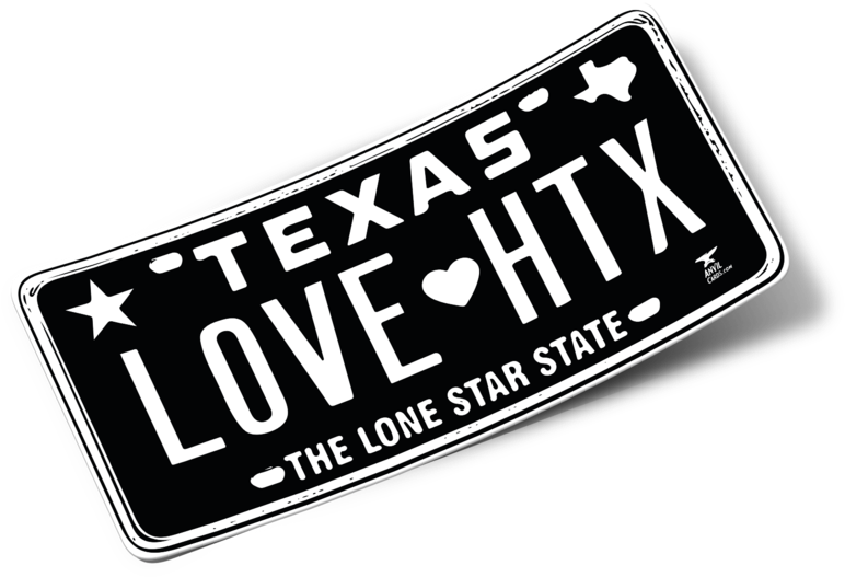 Love Htx Texas License Plate Sticker (1000x1000), Png Download