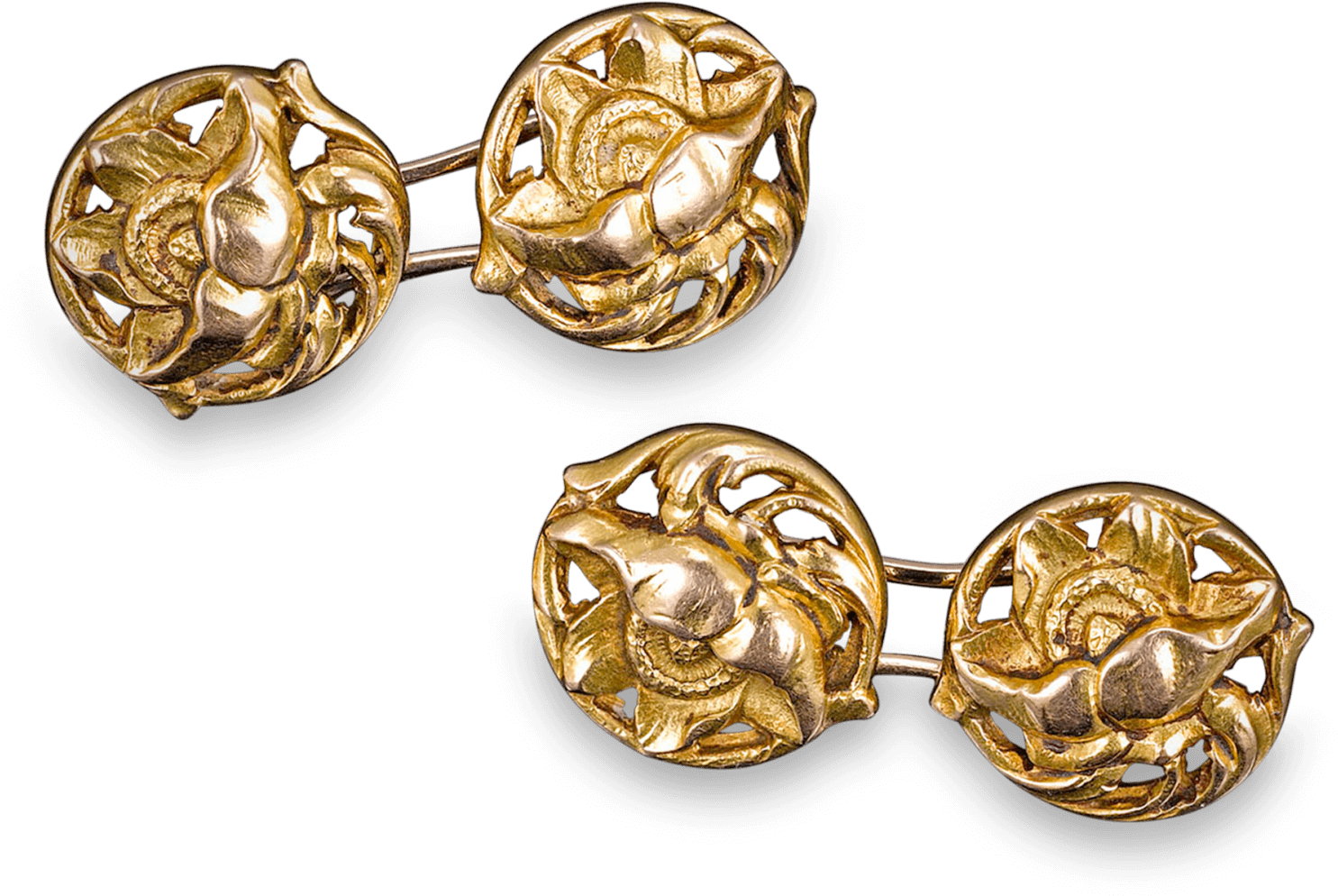 Art Nouveau Gold Cufflinks - Earrings (1750x1750), Png Download