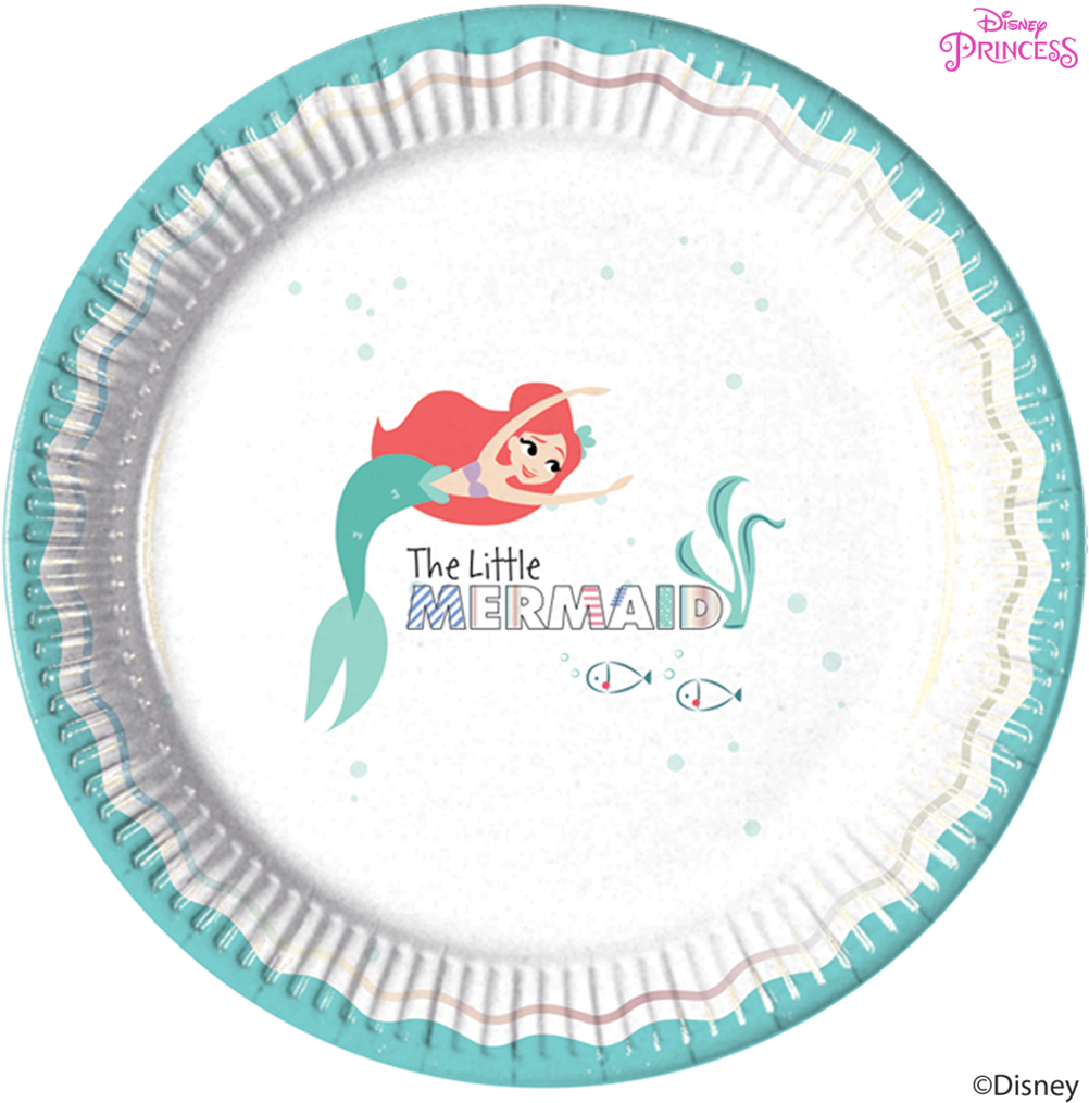 Disney Princess Ariel Under The Sea Party Paper Plates - Little Mermaid Procos (1013x1024), Png Download