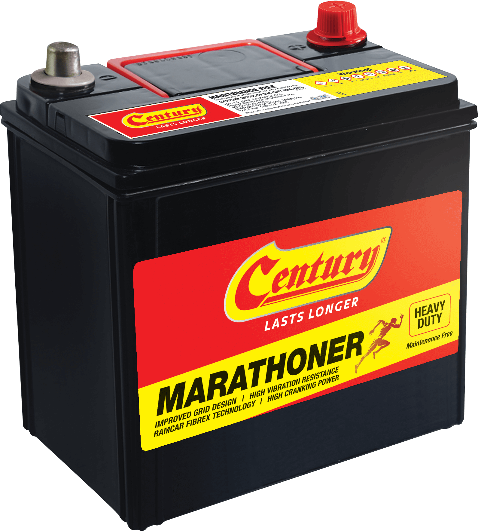 Century Marathoner Battery - Bateri Kereta (1850x1956), Png Download