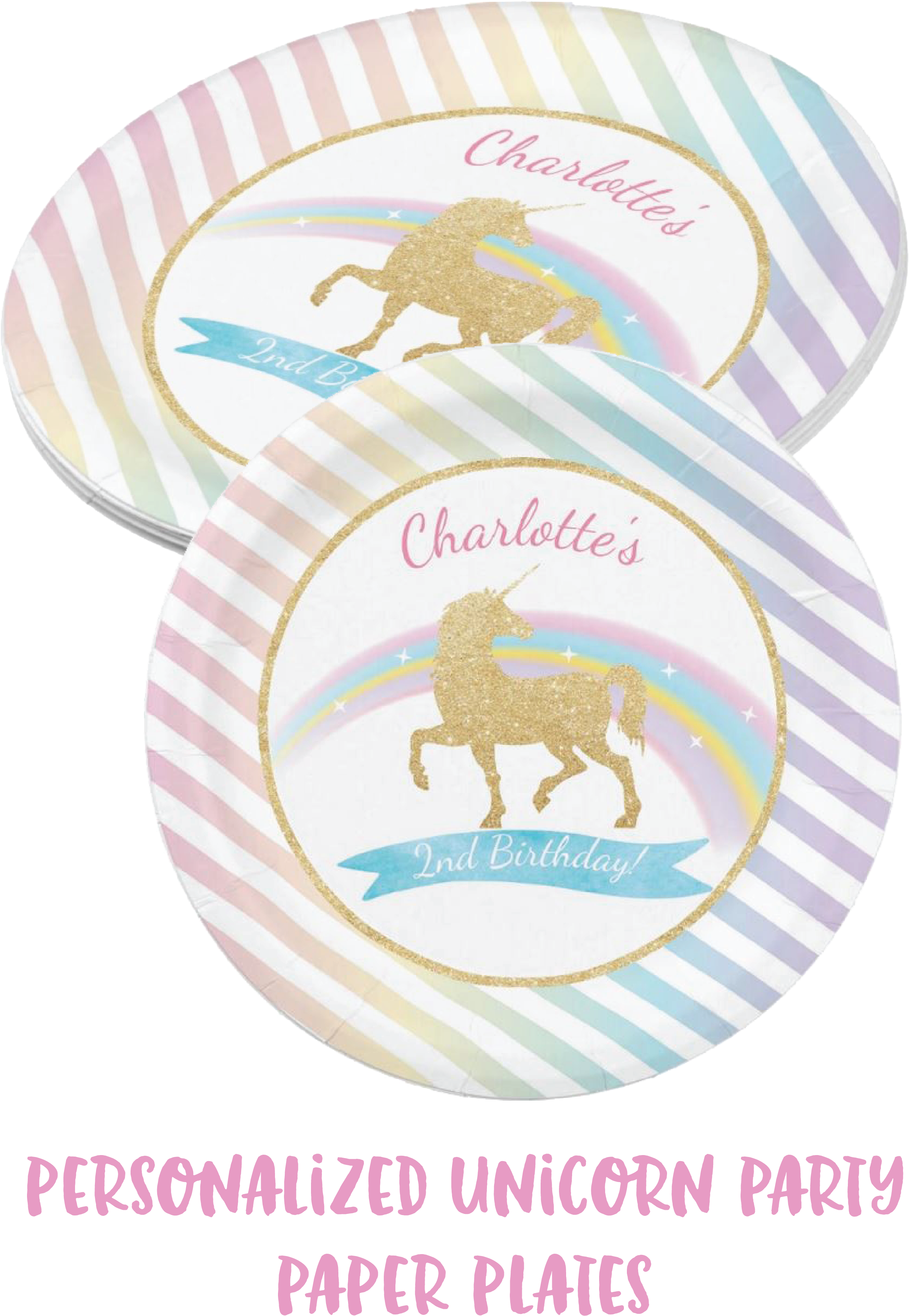 Personalized Unicorn Birthday Party Paper Plates, Unicorn - Birthday (2576x3826), Png Download