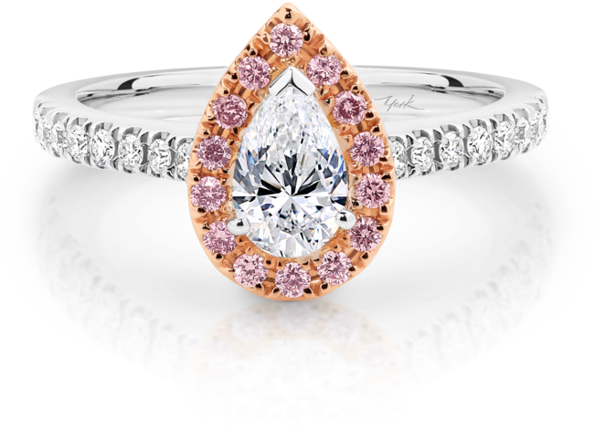 Pink And White Diamond Pear Shape Halo Engagement Ring - Pre-engagement Ring (800x800), Png Download