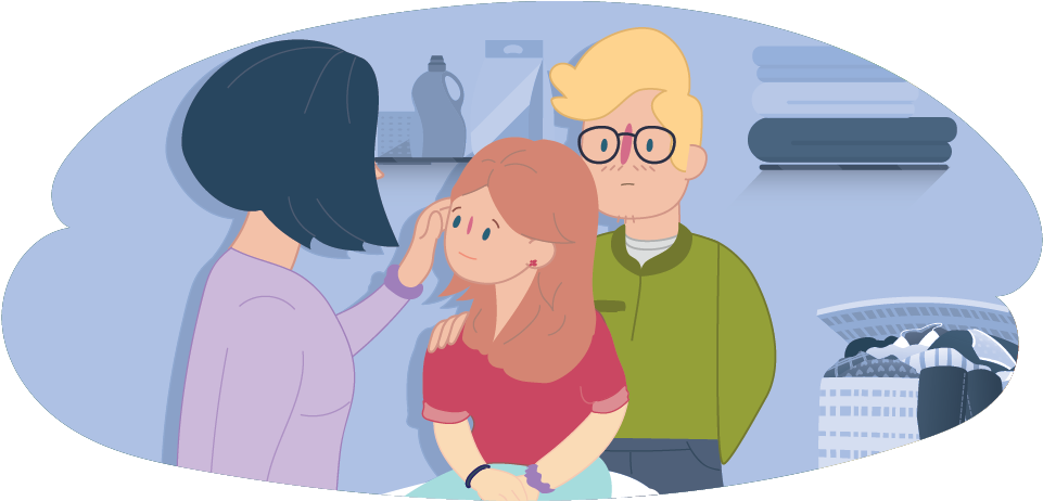 Divorced Parents Comforting Their Child - Cartoon (960x475), Png Download