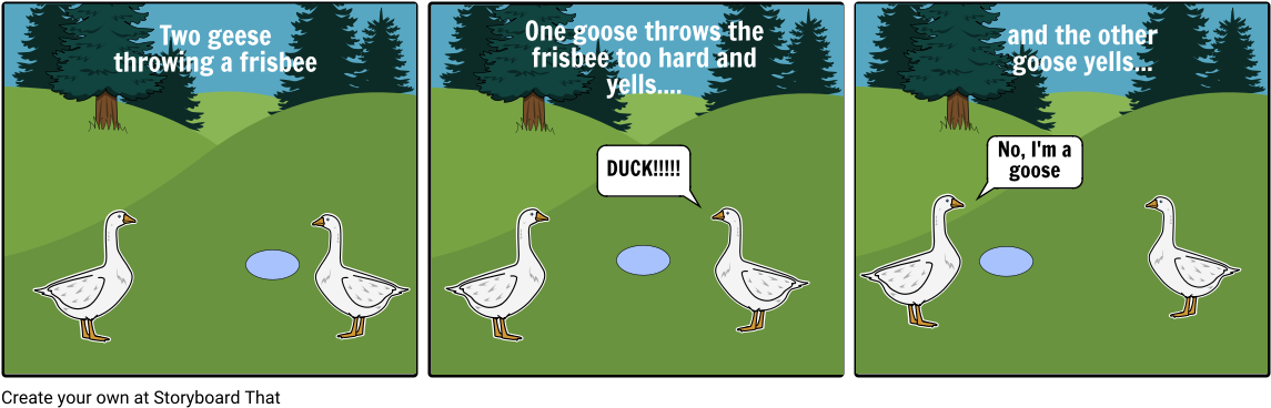 Goose Comic Strip - Duck (1164x385), Png Download