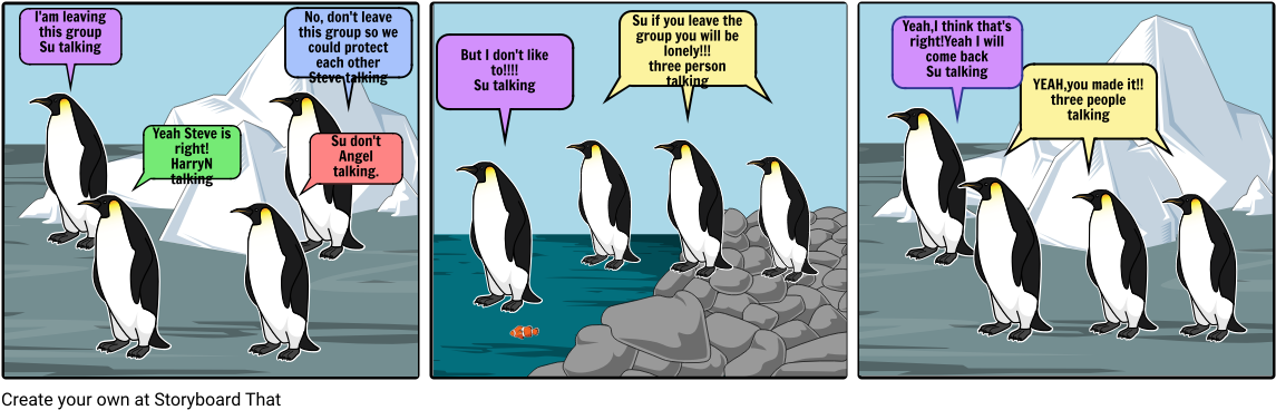 Comic Penguins - Talking Penguins (1164x385), Png Download
