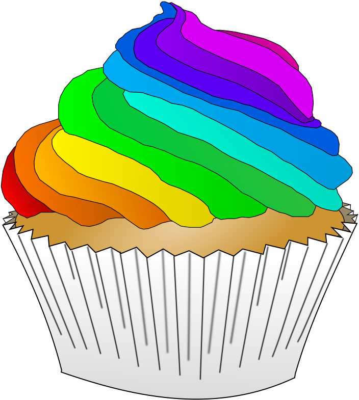 Svg Freeuse Stock Onlinelabels Clip Art Vanilla Cupcake - Rainbow Cupcake Clip Art (919x1000), Png Download