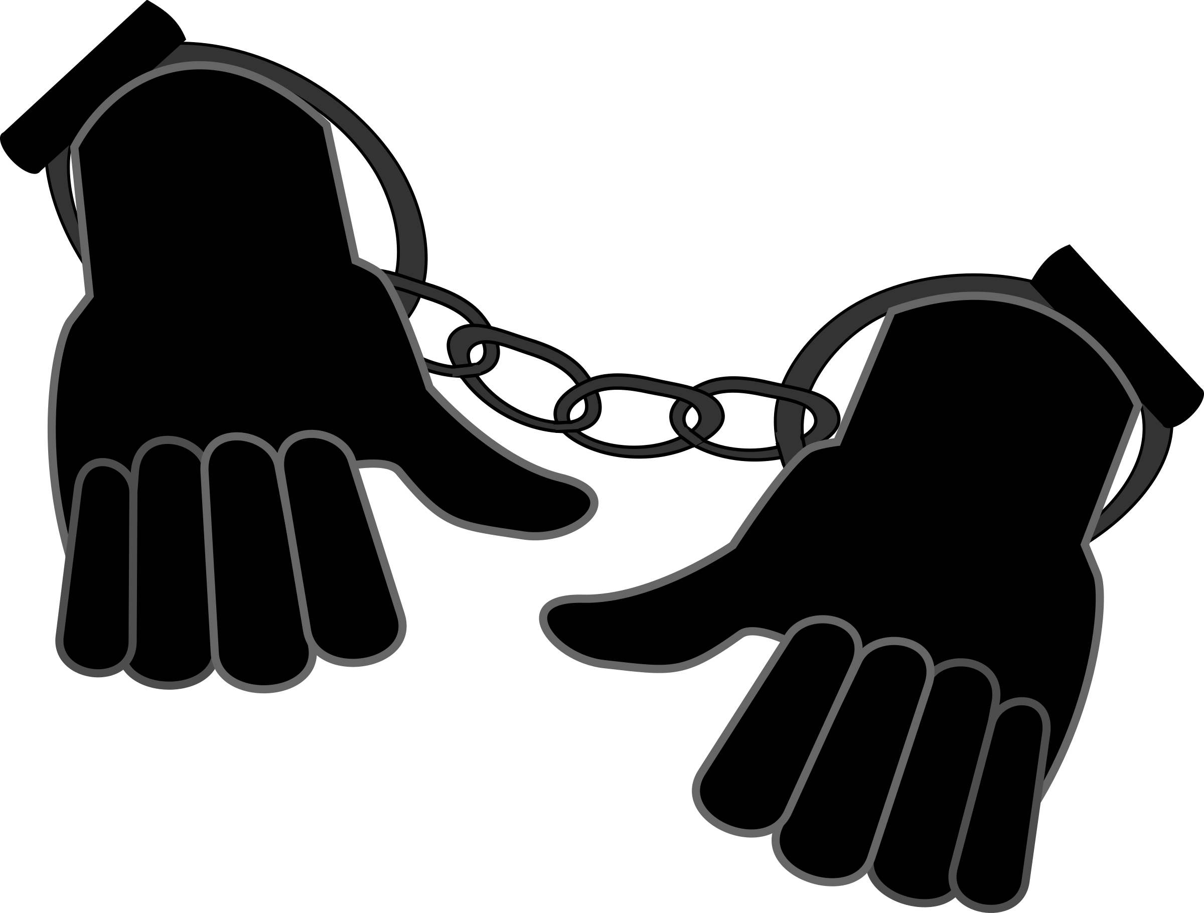 Handcuffs Clipart - Hands In Handcuffs Png (2400x1820), Png Download