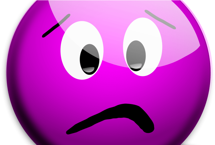 Terrified Smiley Facebook Symbols And Chat Emoticons - Purple Sad Face Clipart (800x491), Png Download
