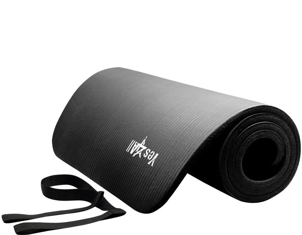 Extra Thick Exercise Yoga Mat With Carry Strap 1 - Yoga Mat (1000x1000), Png Download