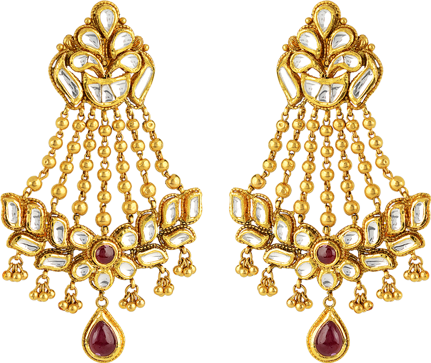 Download Phalak Chandelier Gold Earring Designs PNG Image with No