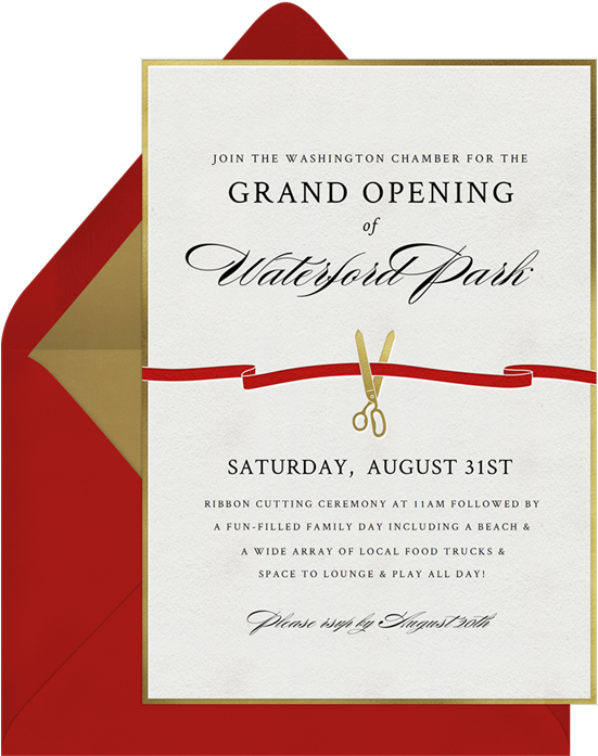 Ribbon Cutting Invitations Greenvelope - Grand Opening Ribbon Cutting Invitation (550x717), Png Download