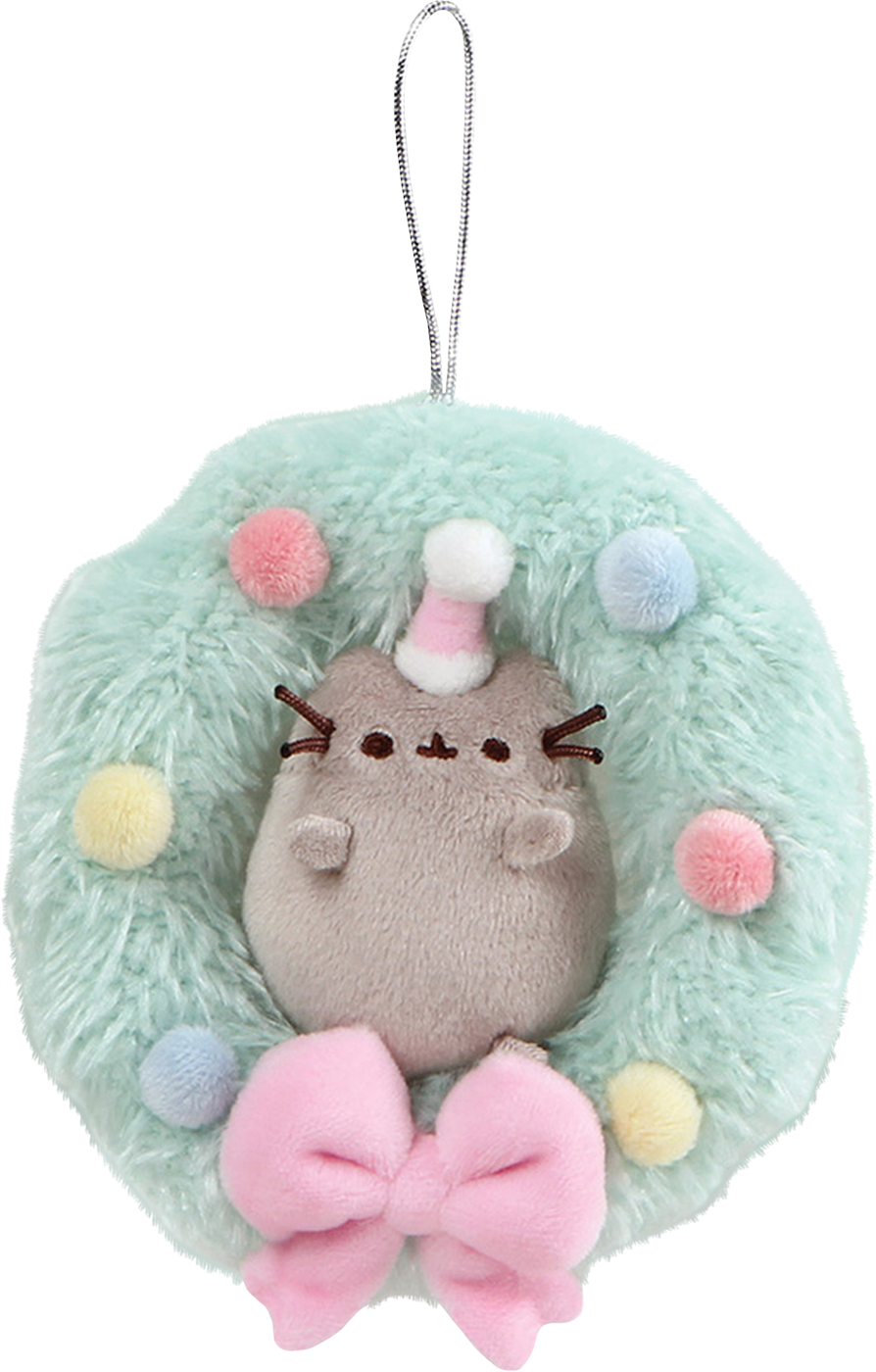 Christmas Wreath 5” Plush Ornament - Pusheen Wreath (894x1400), Png Download