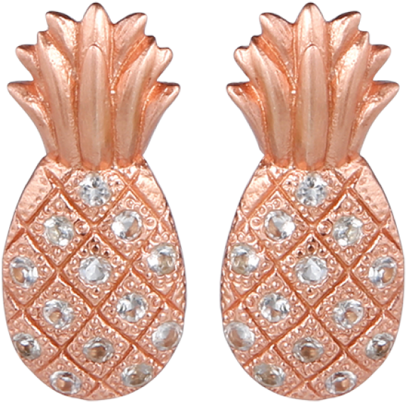 Earrings Pineapple Studs - Pineapple White Gold Earring (650x650), Png Download
