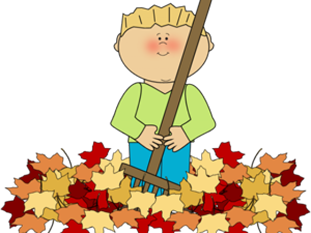 Fall Clipart Pile Fall Leaves - Raking Leaves Clip Art (640x480), Png Download
